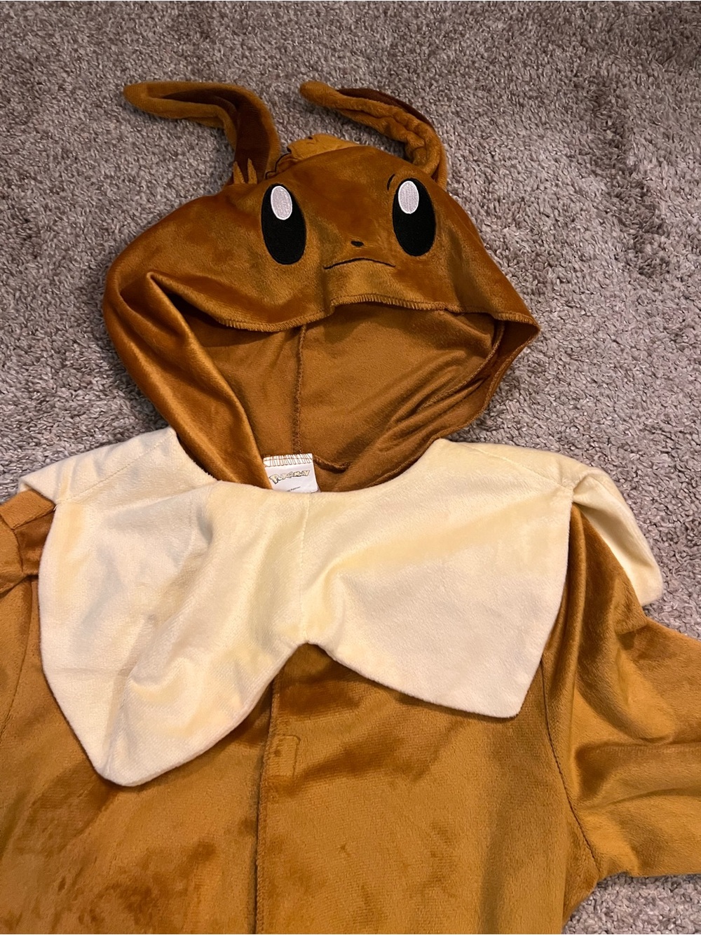 Kids Classic Eevee Hooded Pokemon Jumpsuit Costume - Brown - Picture 2 of 7